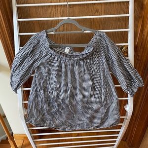 Navy and White Gingham top